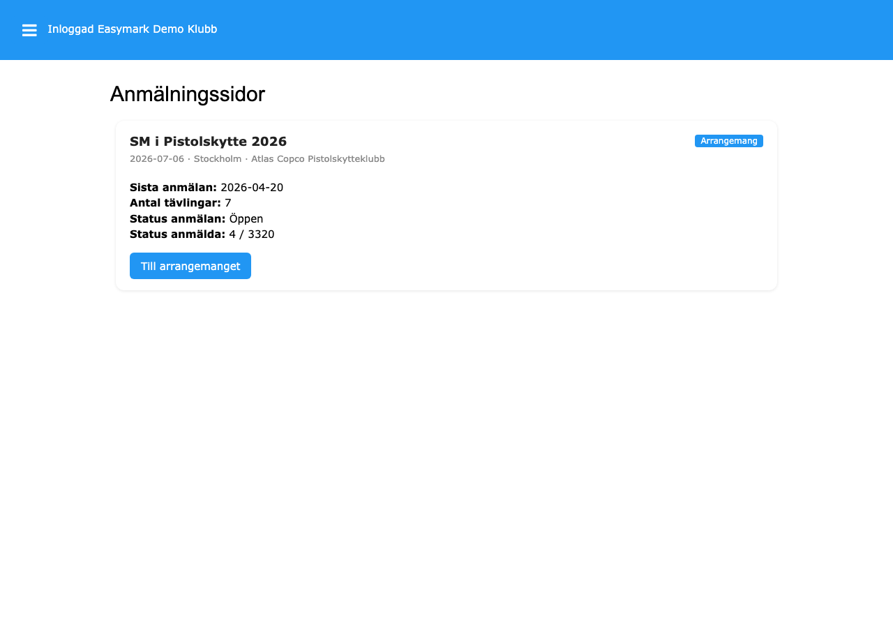 Tillgängliga tävlingar