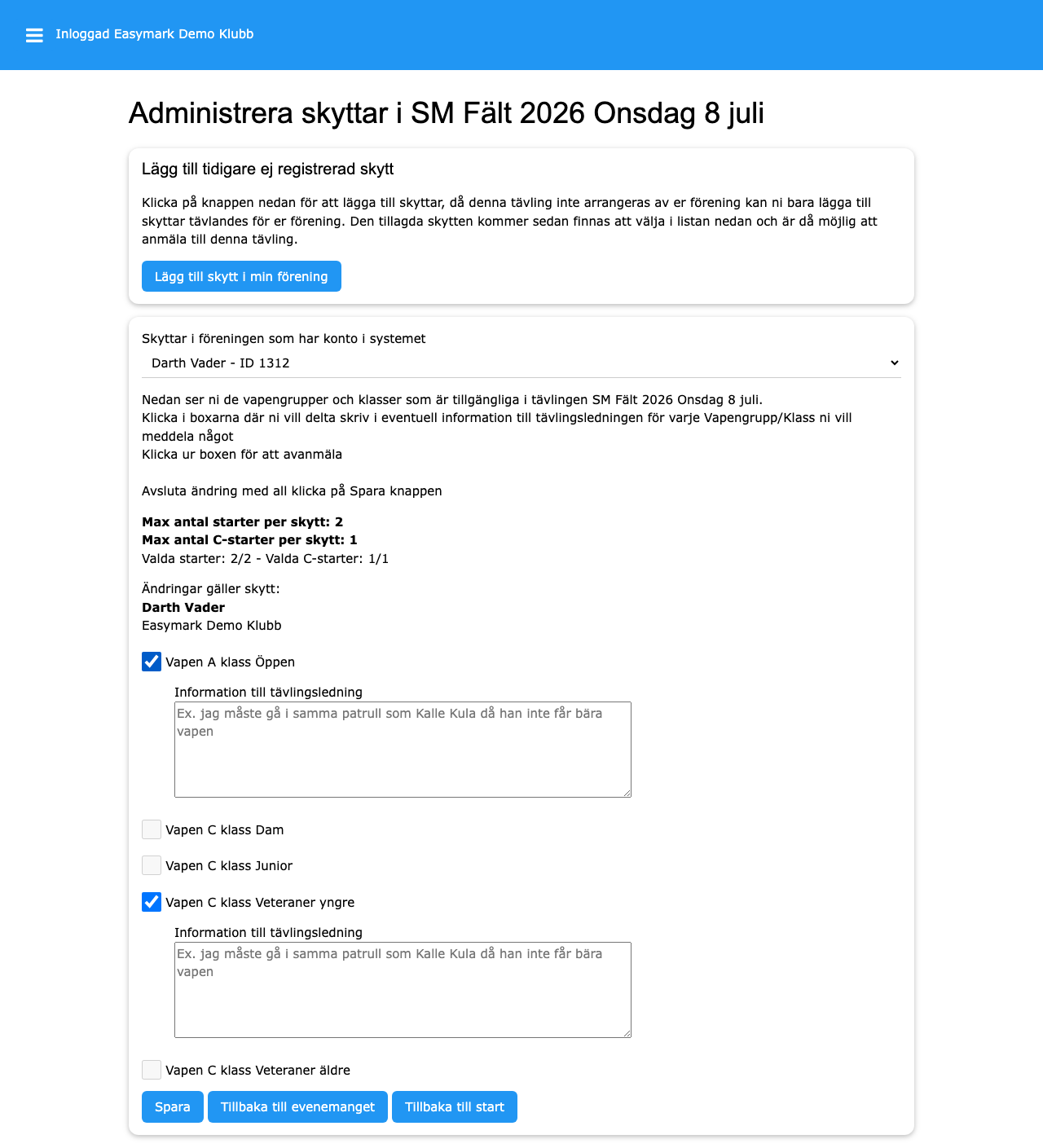 Darth Vader med ikryssade klasser