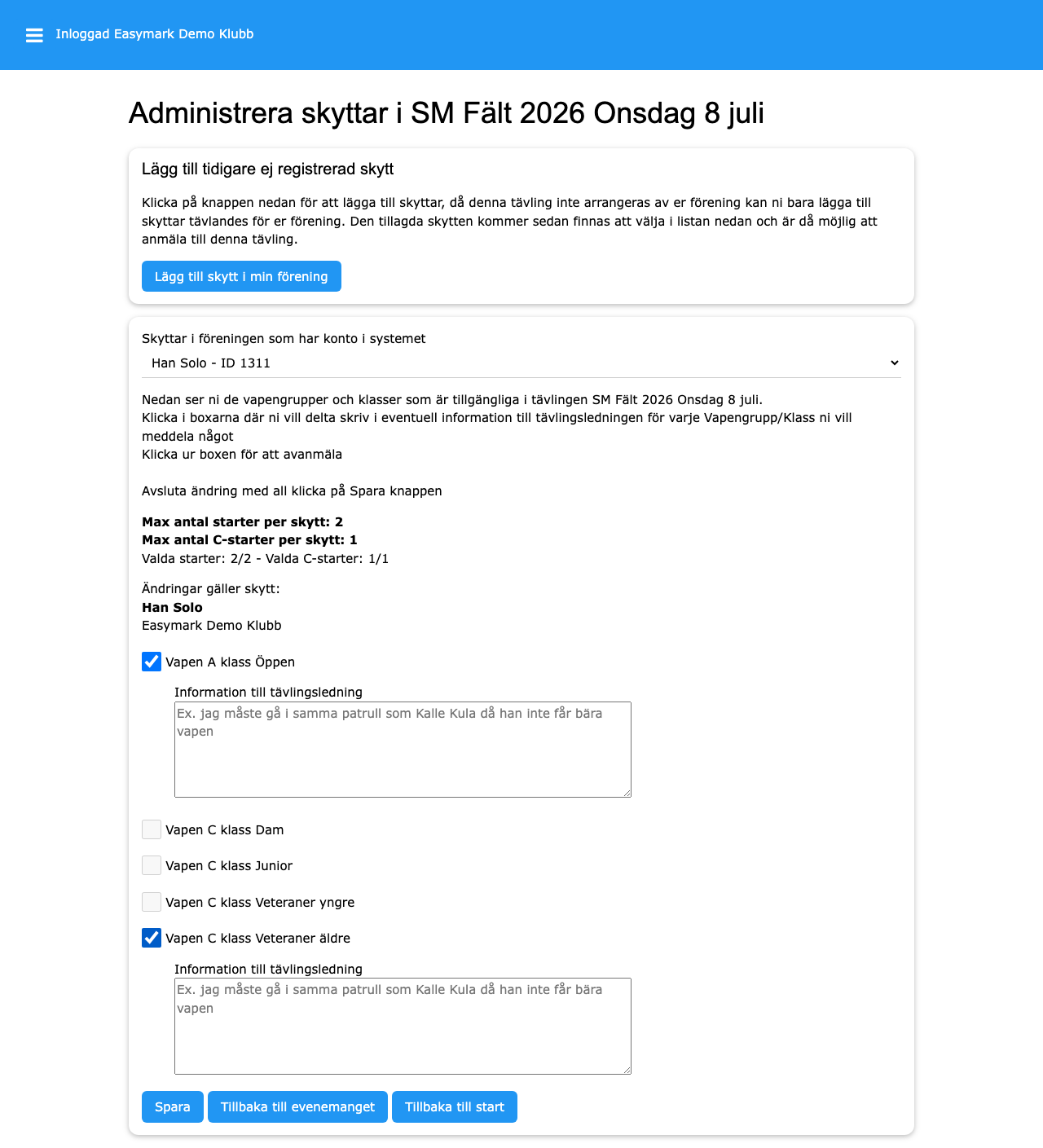 Han Solo med ikryssade klasser